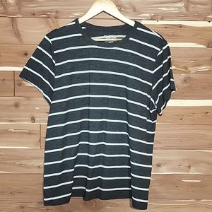 Time and Tru Short-Sleeve Top, Size XL, Dark Heather Grey with White Stripes